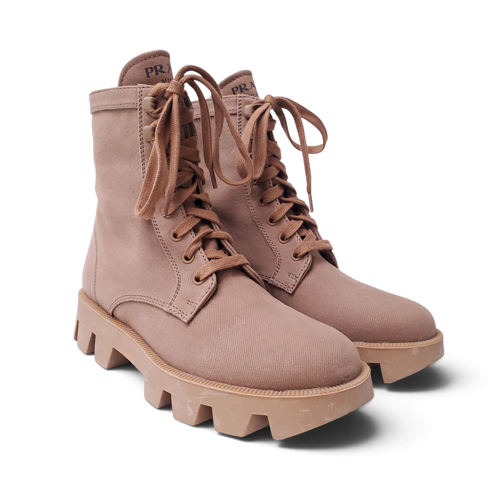 PRADA FABRIC COMBAT BOOTIES - SIZE 39