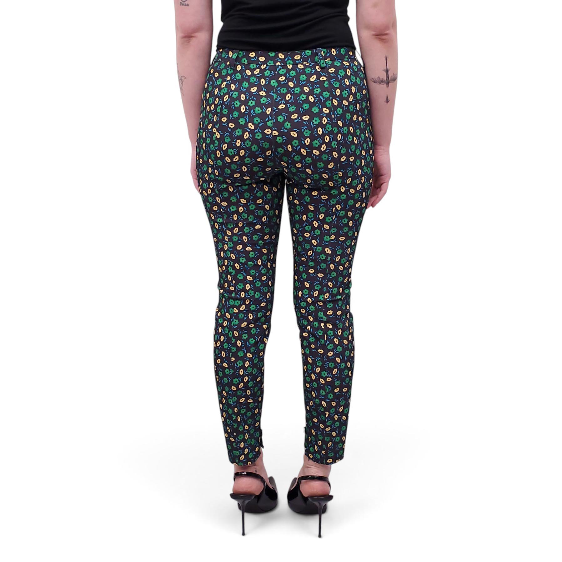 PRADA GREEN AND YELLOW FLORAL PANTS  - SIZE 38