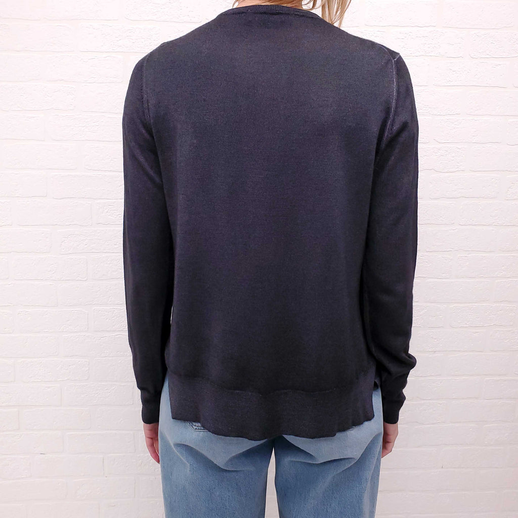 PRADA GREY CARDIGAN WITH BOW - SIZE 46