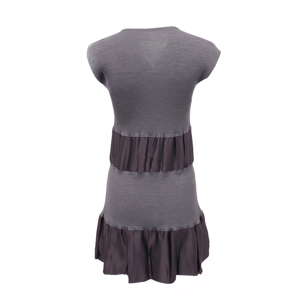 PRADA GREY DRESS WITH CONTRAST PANELLING - SIZE 36