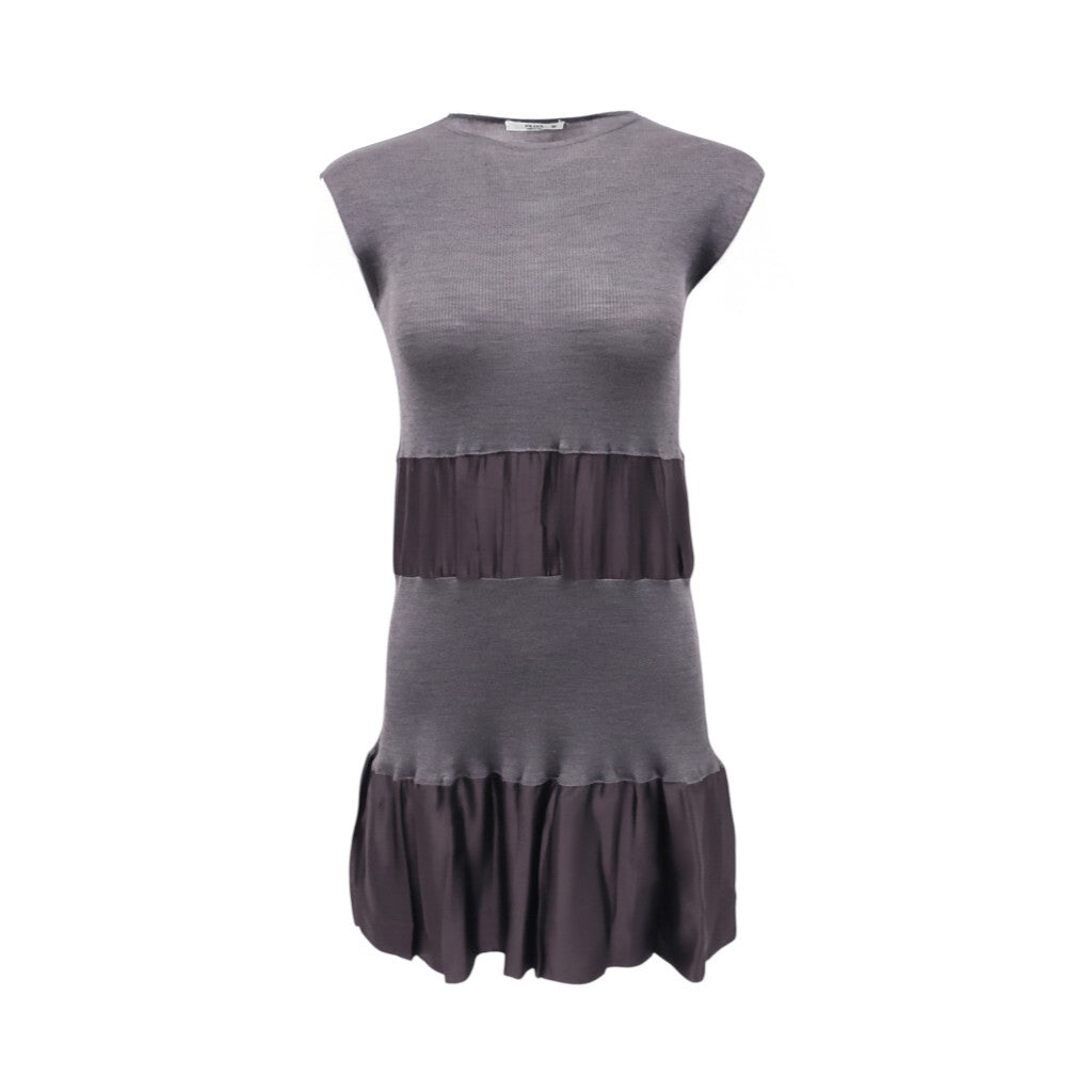 PRADA GREY DRESS WITH CONTRAST PANELLING - SIZE 36