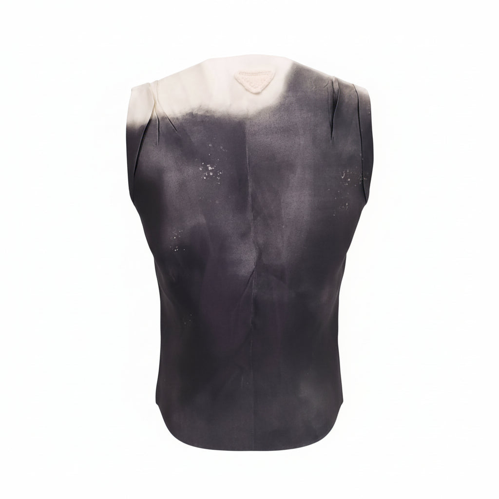 PRADA RUNWAY GREY OMBRE SILK VEST BLOUSE - SIZE 42