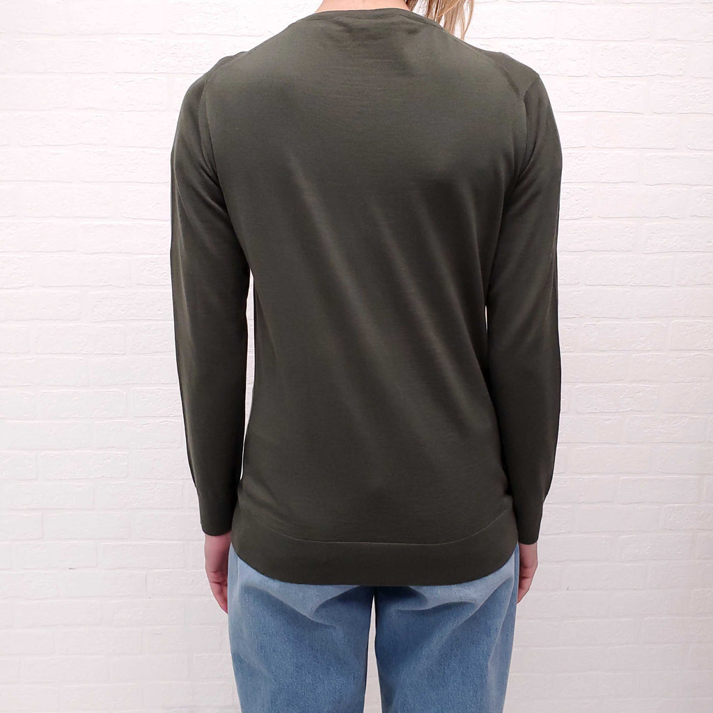 PRADA KHAKI GREEN THIN WOOL SWEATER - SIZE 40