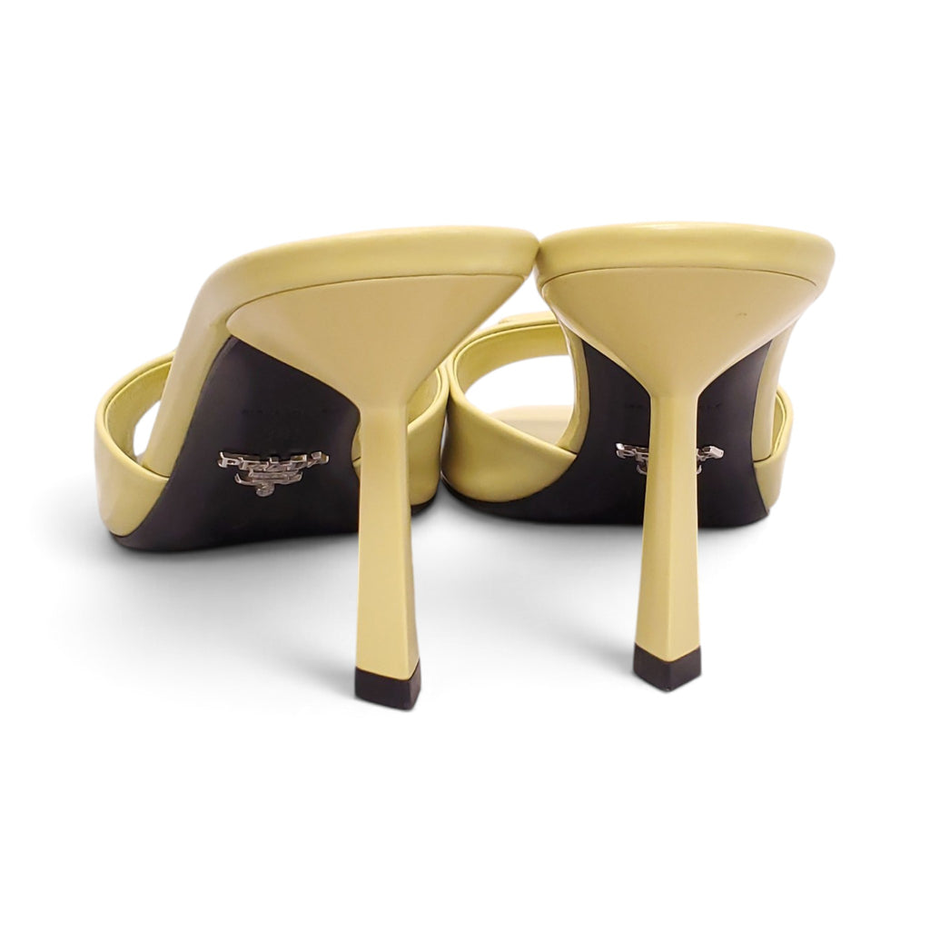 PRADA LIME GREEN LOGO KITTEN HEELS - SIZE 38.5