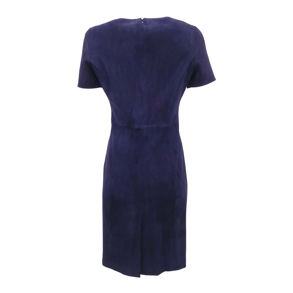 PRADA NAVY SUEDE SHORT SLEEVED DRESS - SIZE 44