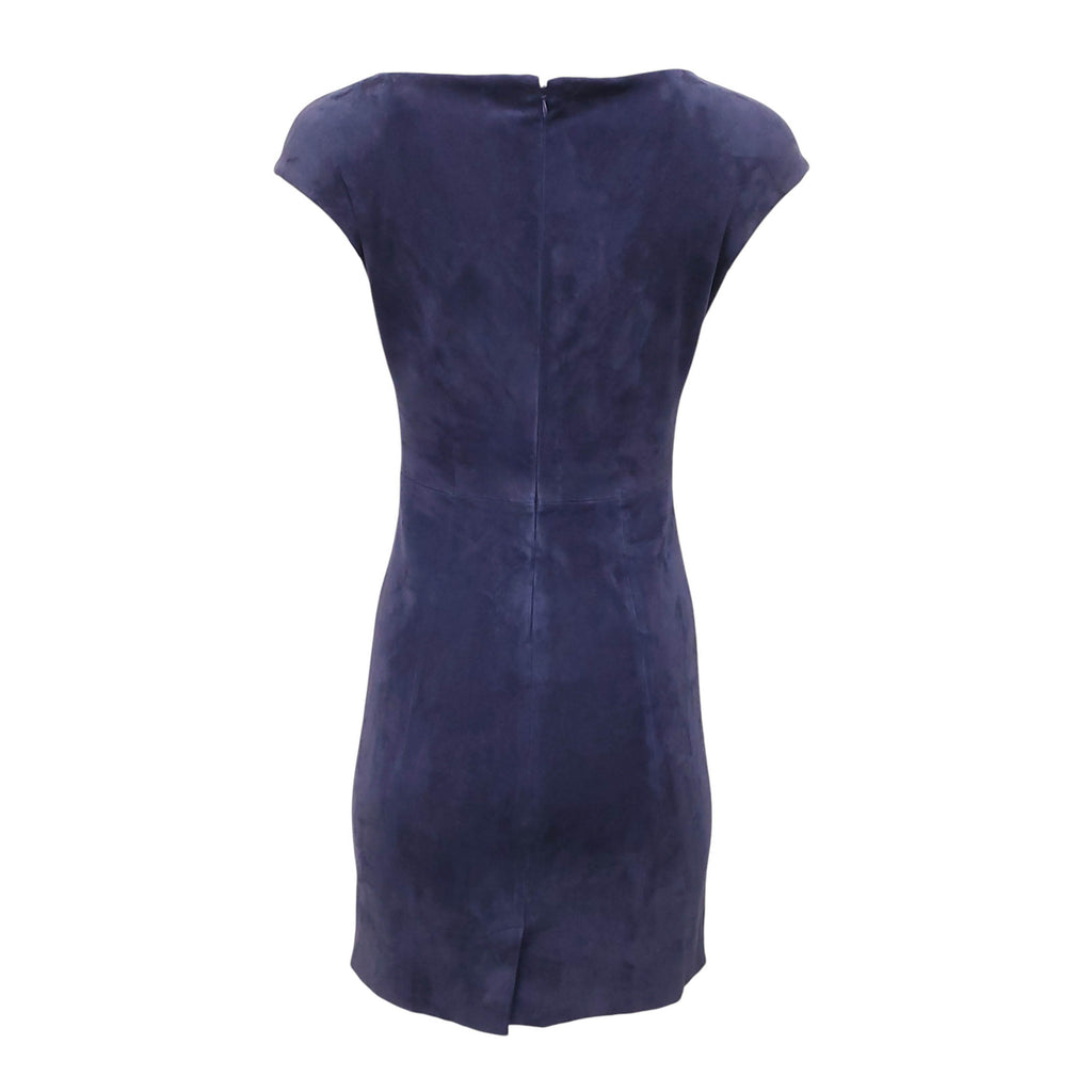 PRADA NAVY SUEDE SLEEVELESS DRESS - SIZE 40
