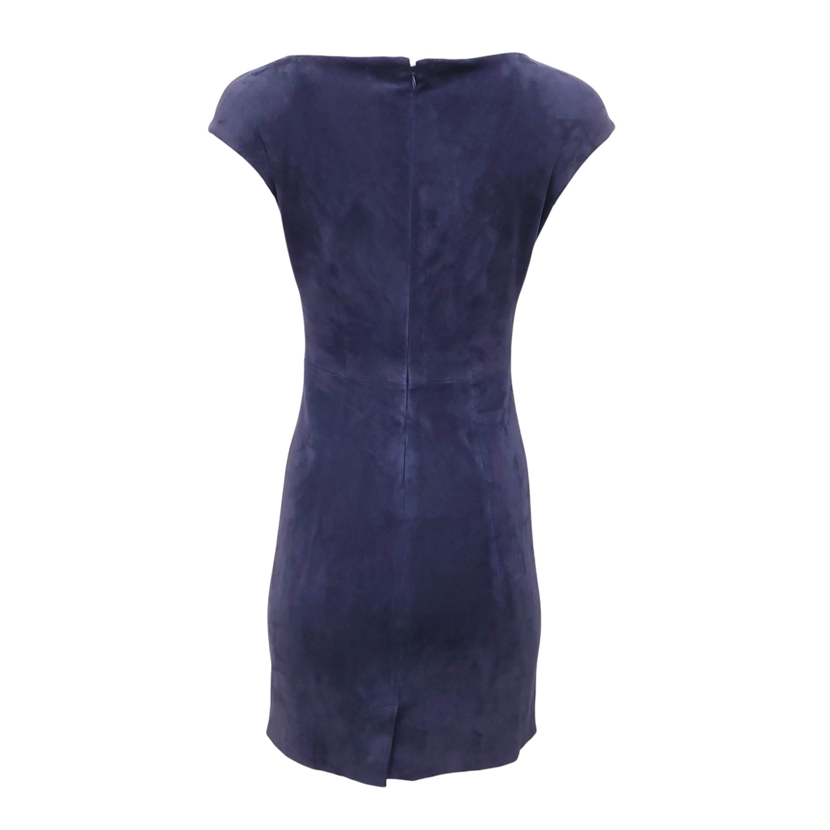 PRADA NAVY SUEDE SLEEVELESS DRESS - SIZE 40