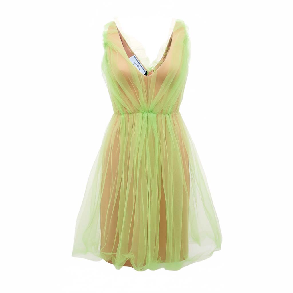 PRADA NEON GREEN MESH DRESS - SIZE 40