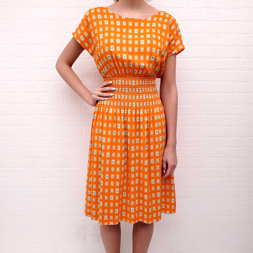 PRADA ORANGE & BLUE DRESS - SIZE 46
