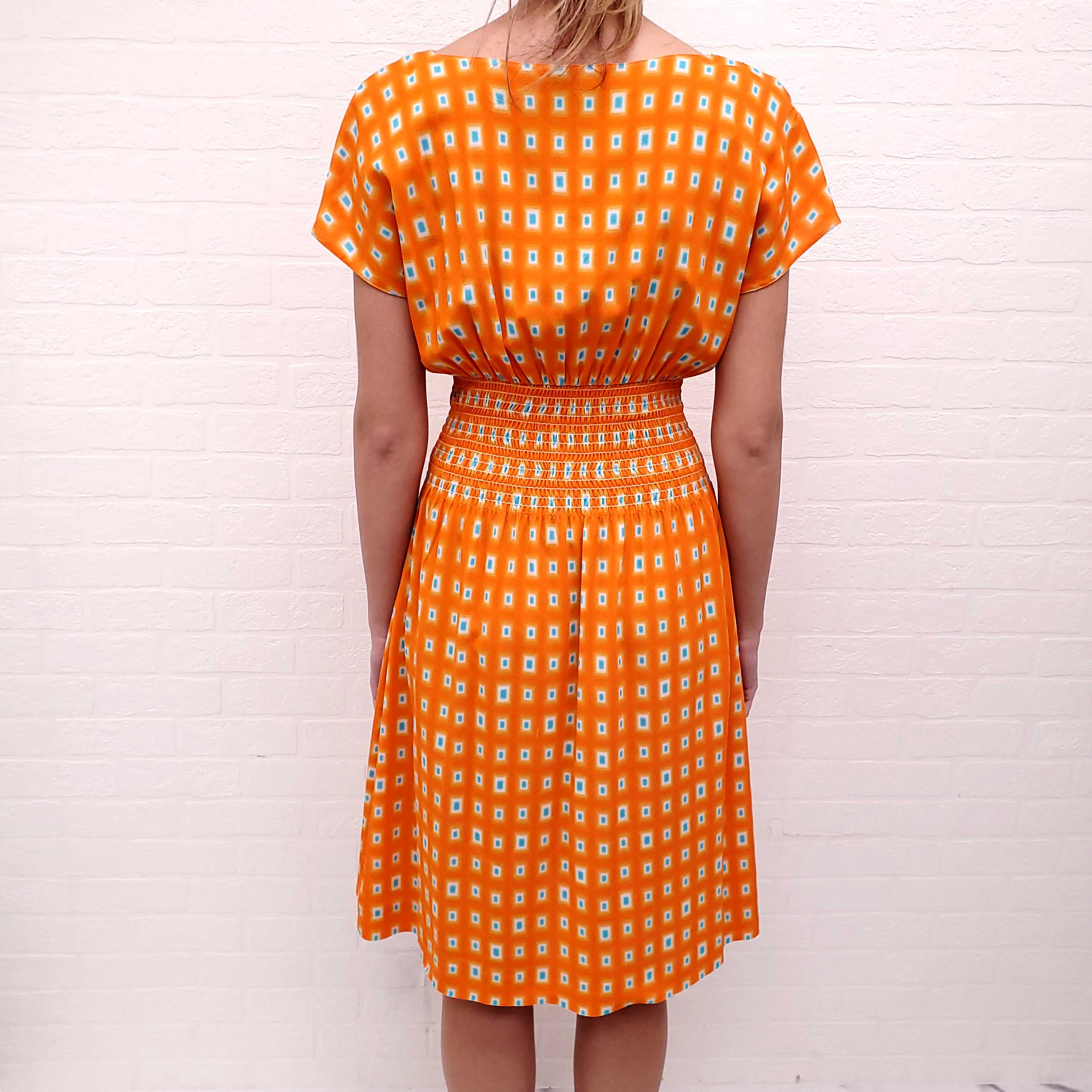 PRADA ORANGE & BLUE DRESS - SIZE 46