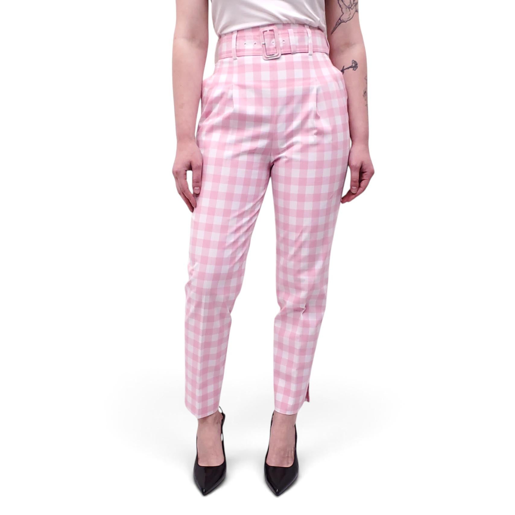 PRADA PINK AND CREAM PLAID PANT - SIZE 36