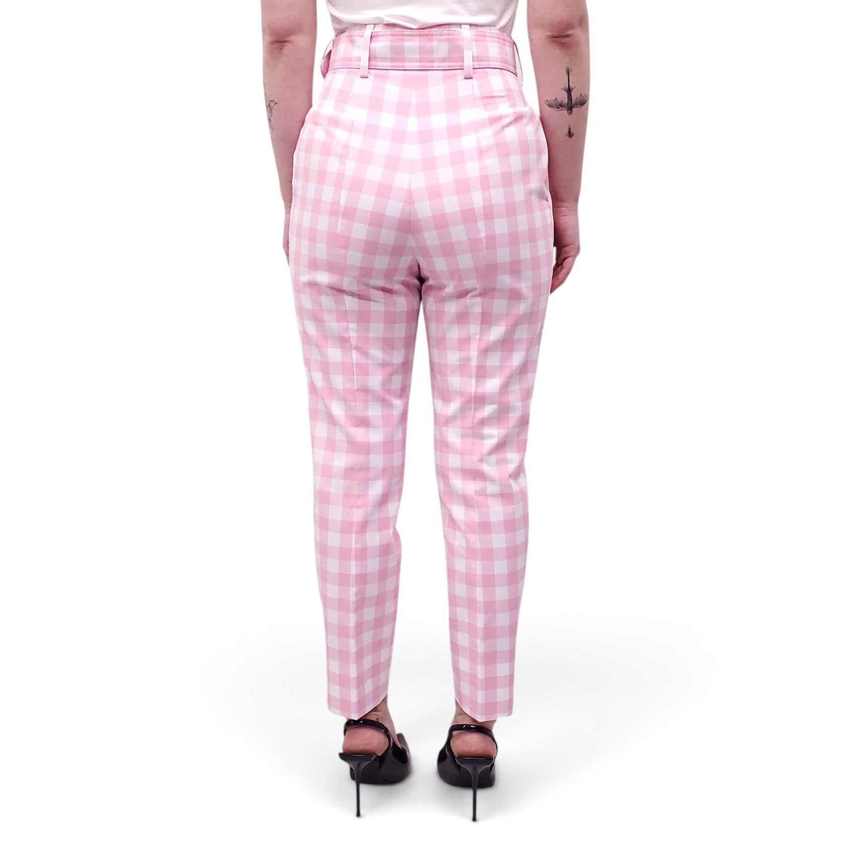 PRADA PINK AND CREAM PLAID PANT - SIZE 36