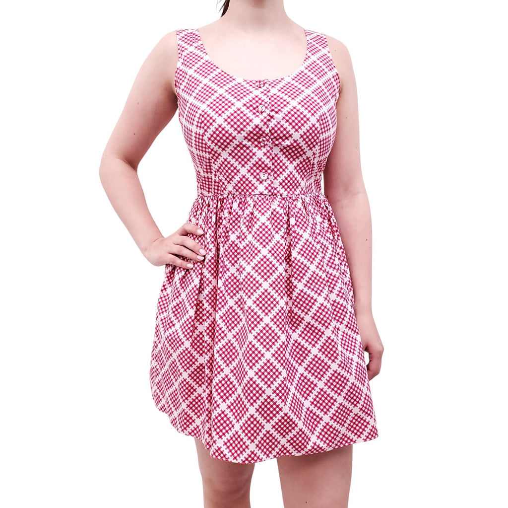 PRADA PINK AND WHITE CHECK COTTON DRESS - SIZE 42