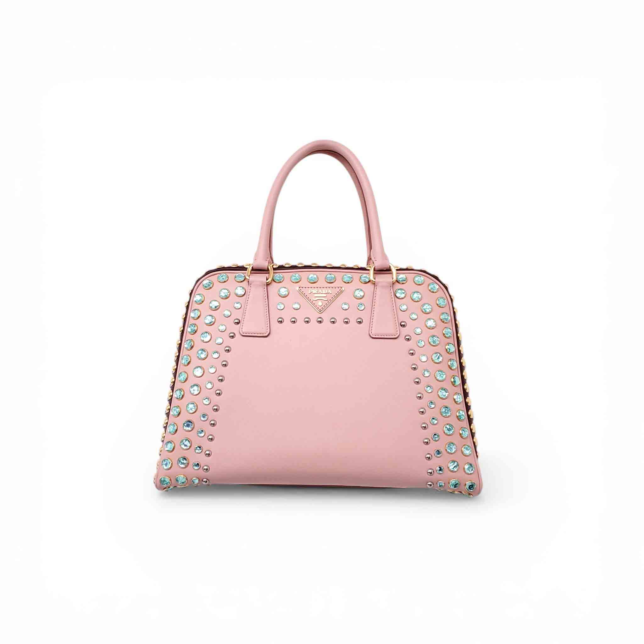 PRADA PINK CRYSTAL SAFFIANO TOTE BAG