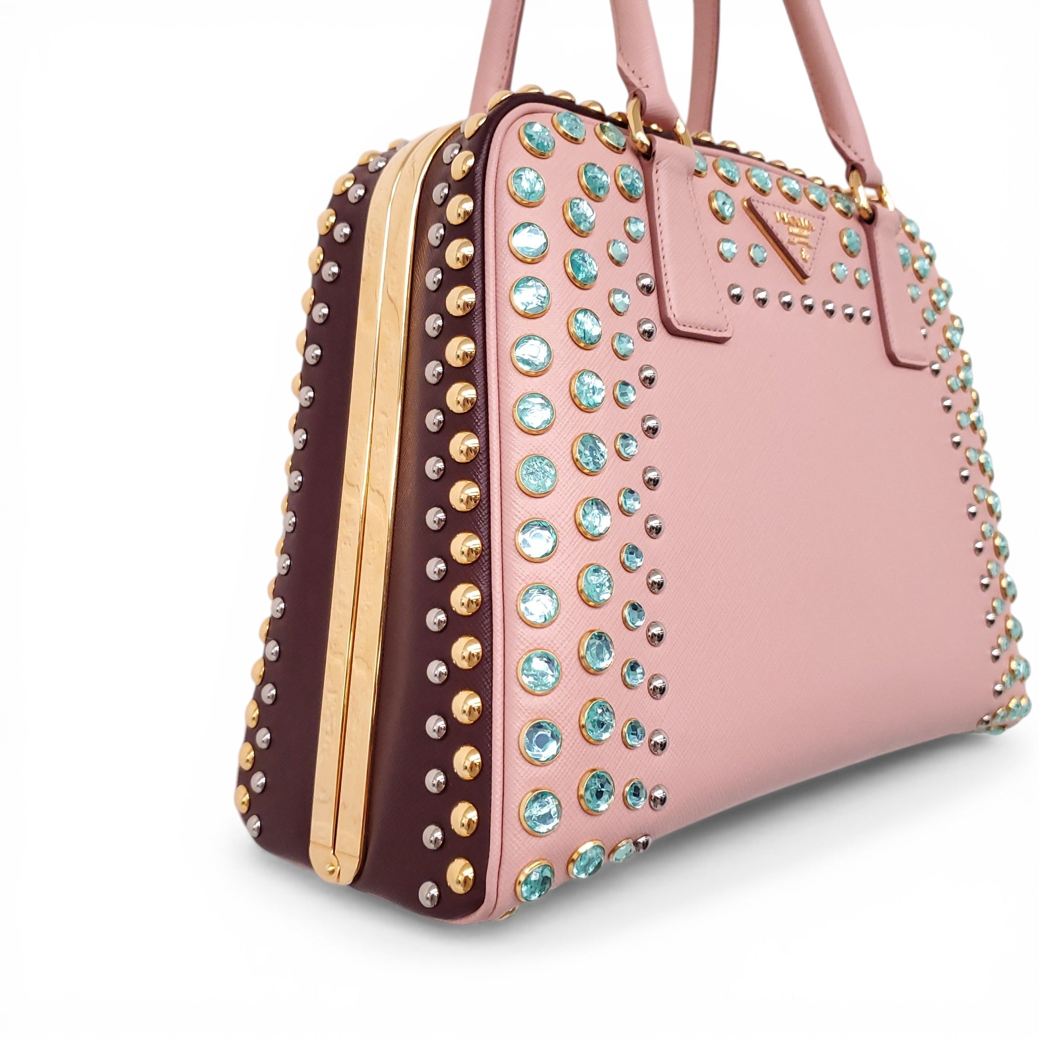PRADA PINK CRYSTAL SAFFIANO TOTE BAG