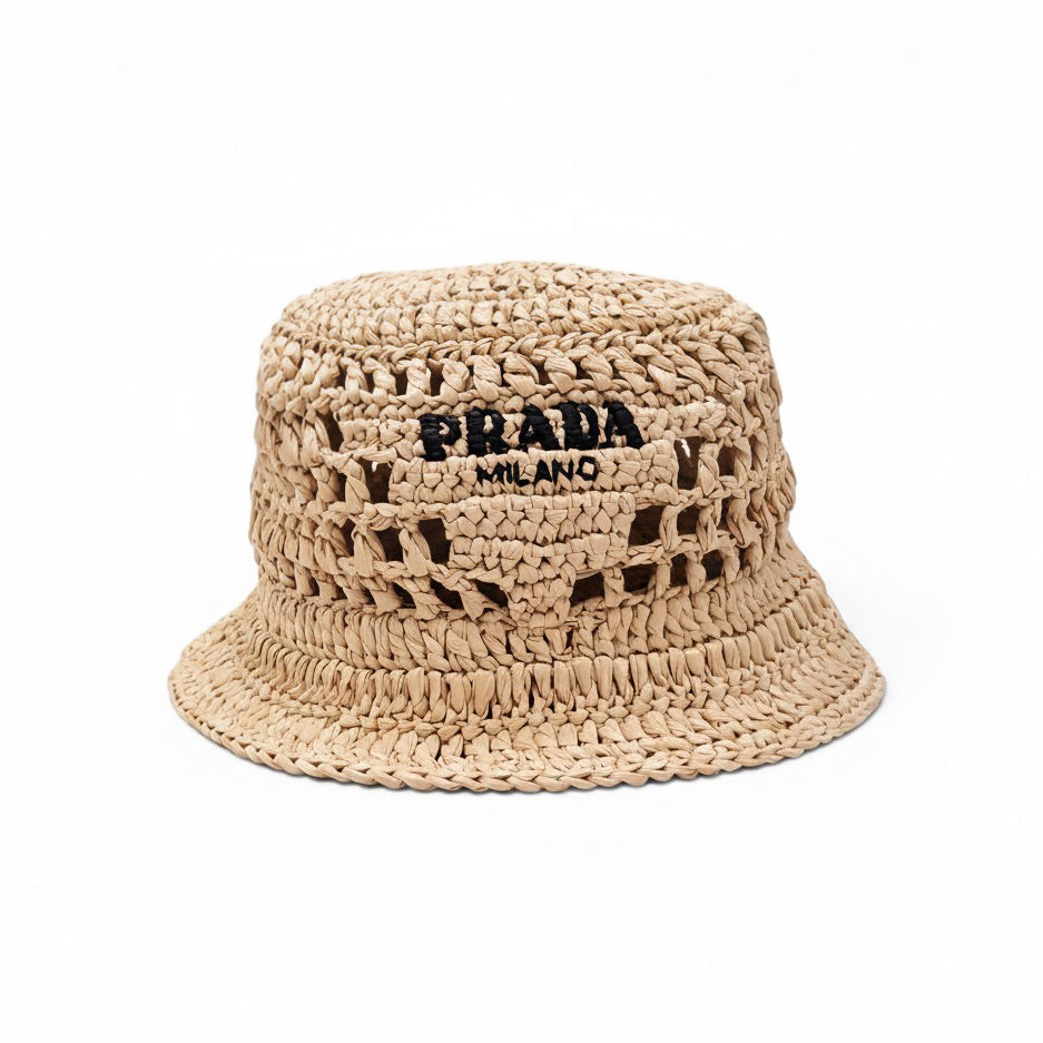 PRADA RAFFIA LOGO HAT – Rewind Couture