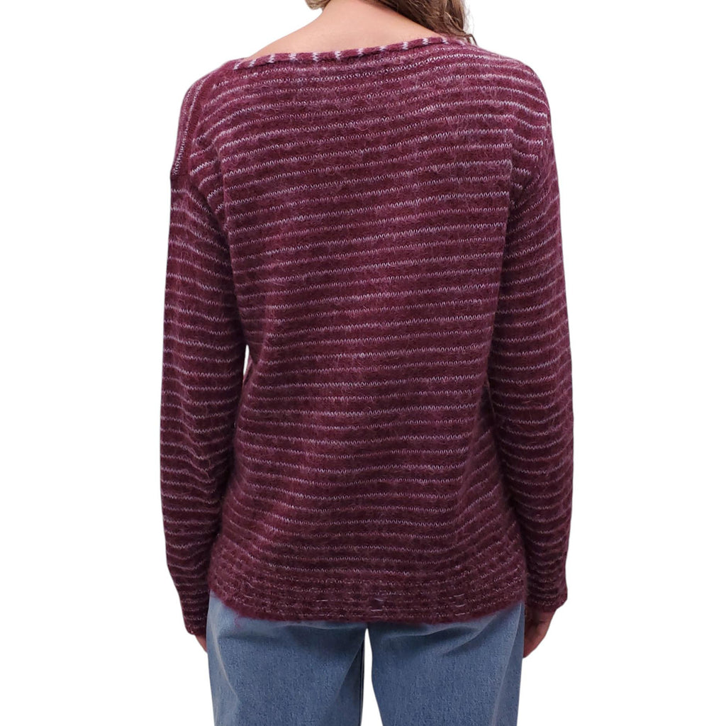 PRADA STRIPED BURGUNDY SWEATER - SIZE 40