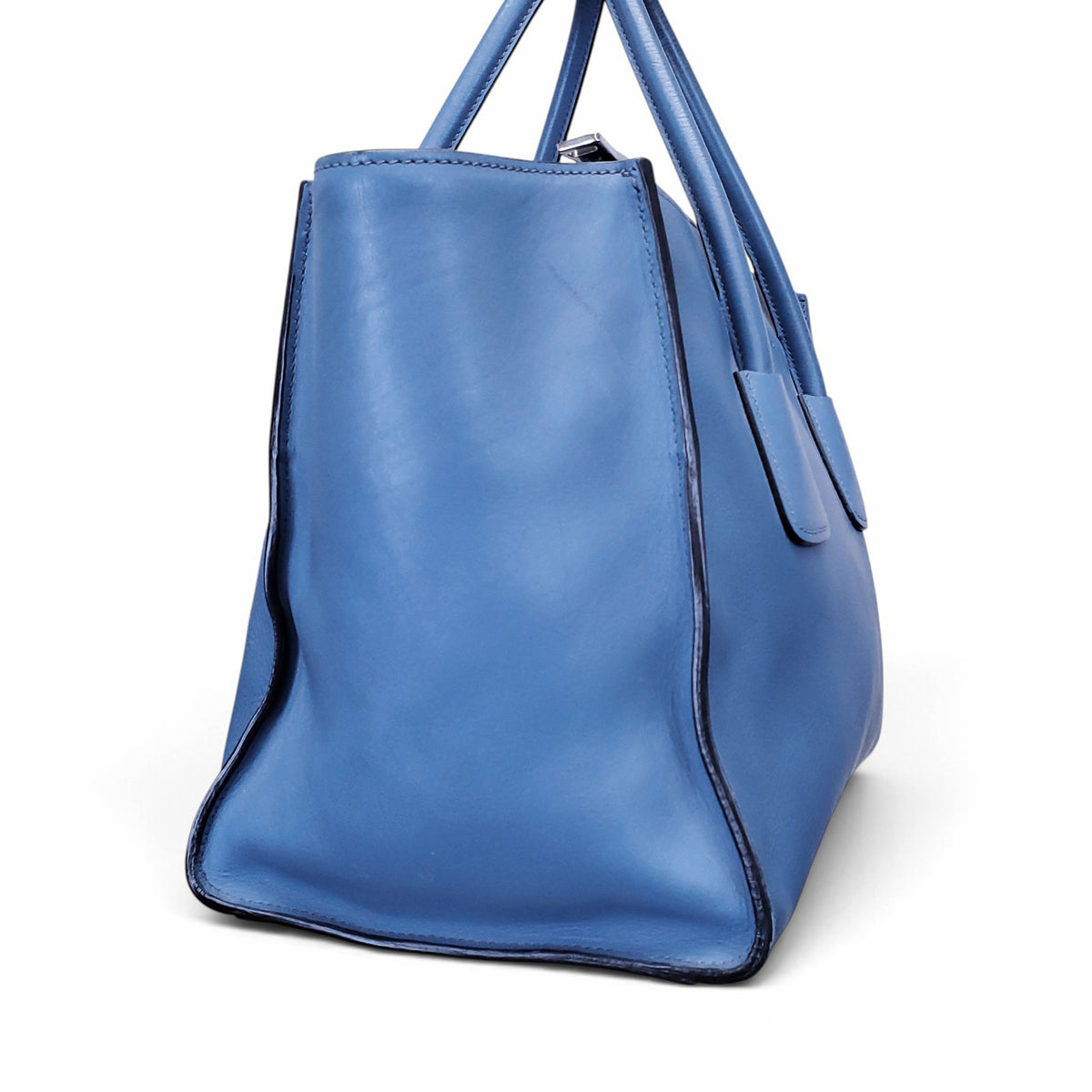 PRADA TESSUTO LEATHER TOTE BAG IN BLUE