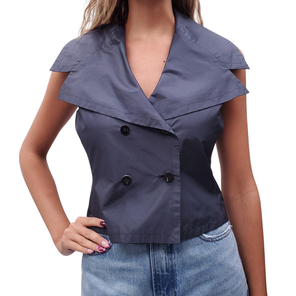 PRADA VEST WITH LARGE LAPEL DETAIL - SIZE 42