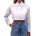 PRADA WHITE COTTON BLOUSE WITH CRYSTAL TRIANGLE CUFFLINKS - SIZE 36