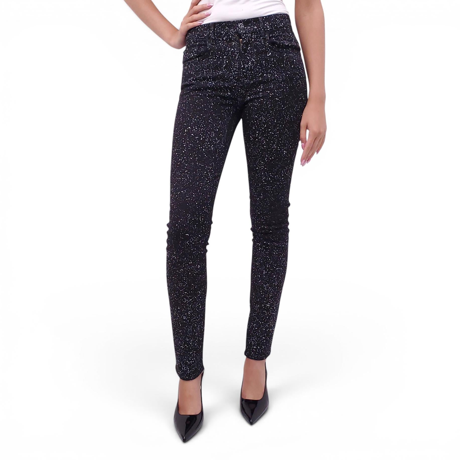 PROENZA SCHOULER BLACK AND WHITE SPECKLED JEANS - SIZE 26