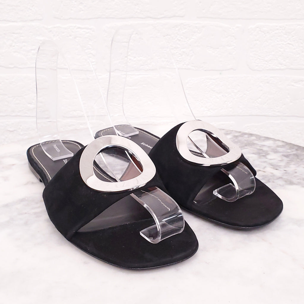PROENZA SCHOULER BLACK SUEDE SLIDES - SIZE 36.5