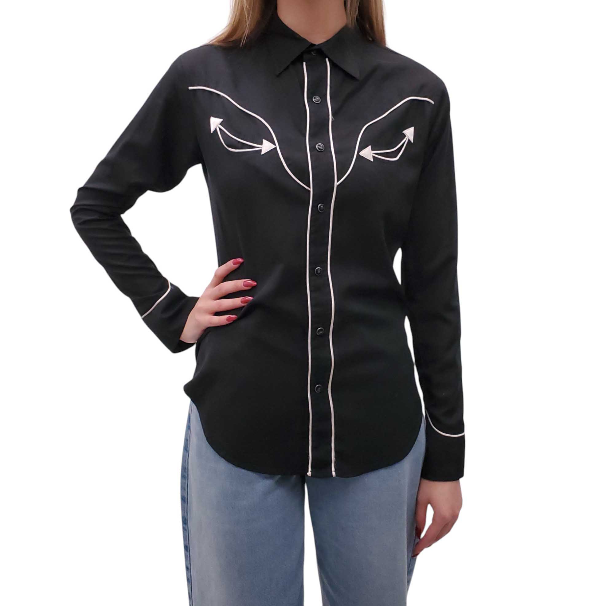 R13 BLACK COWBOY SILK SHIRT - SIZE S