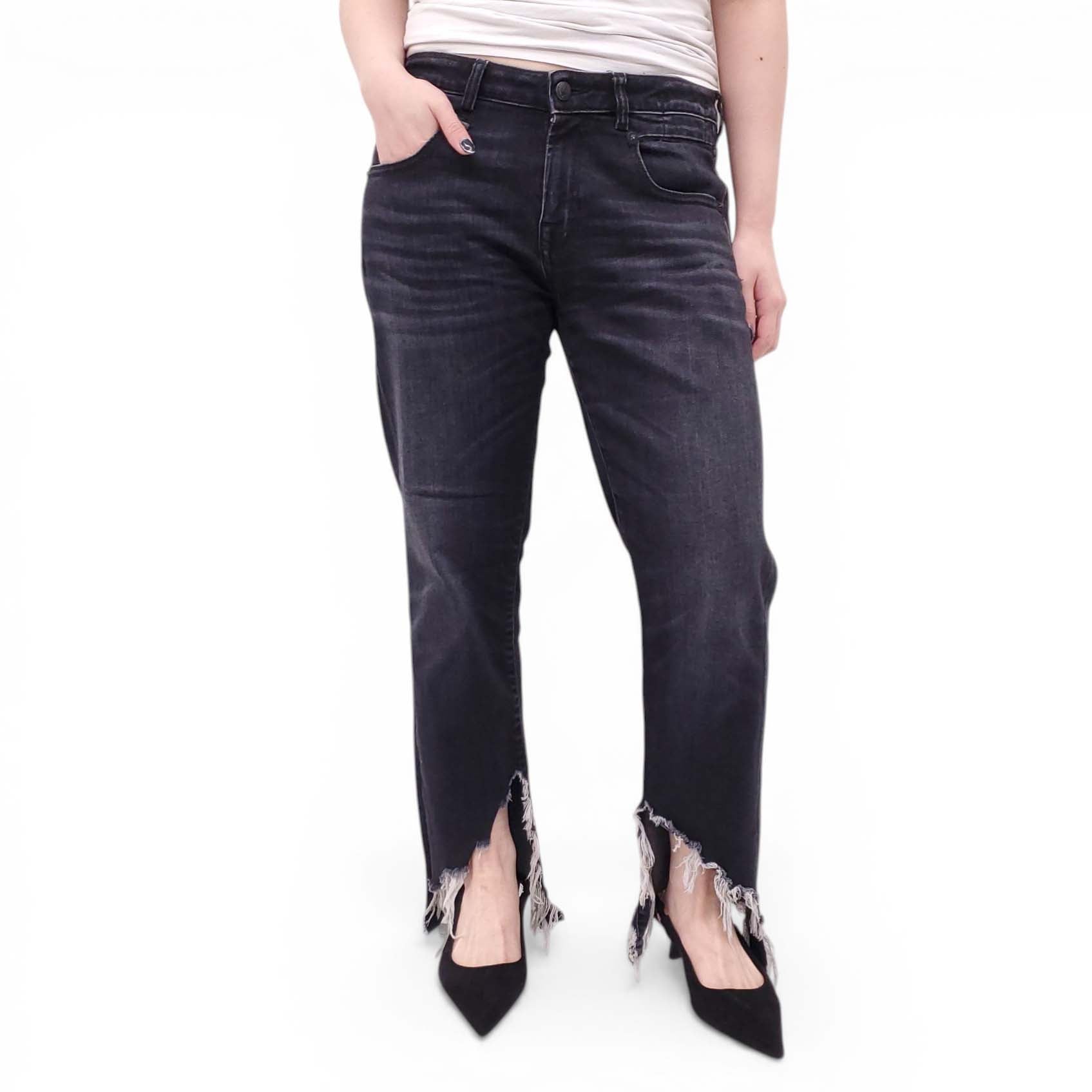 R13 BLACK 'BOY STRAIGHT LONG' JEANS - SIZE 28