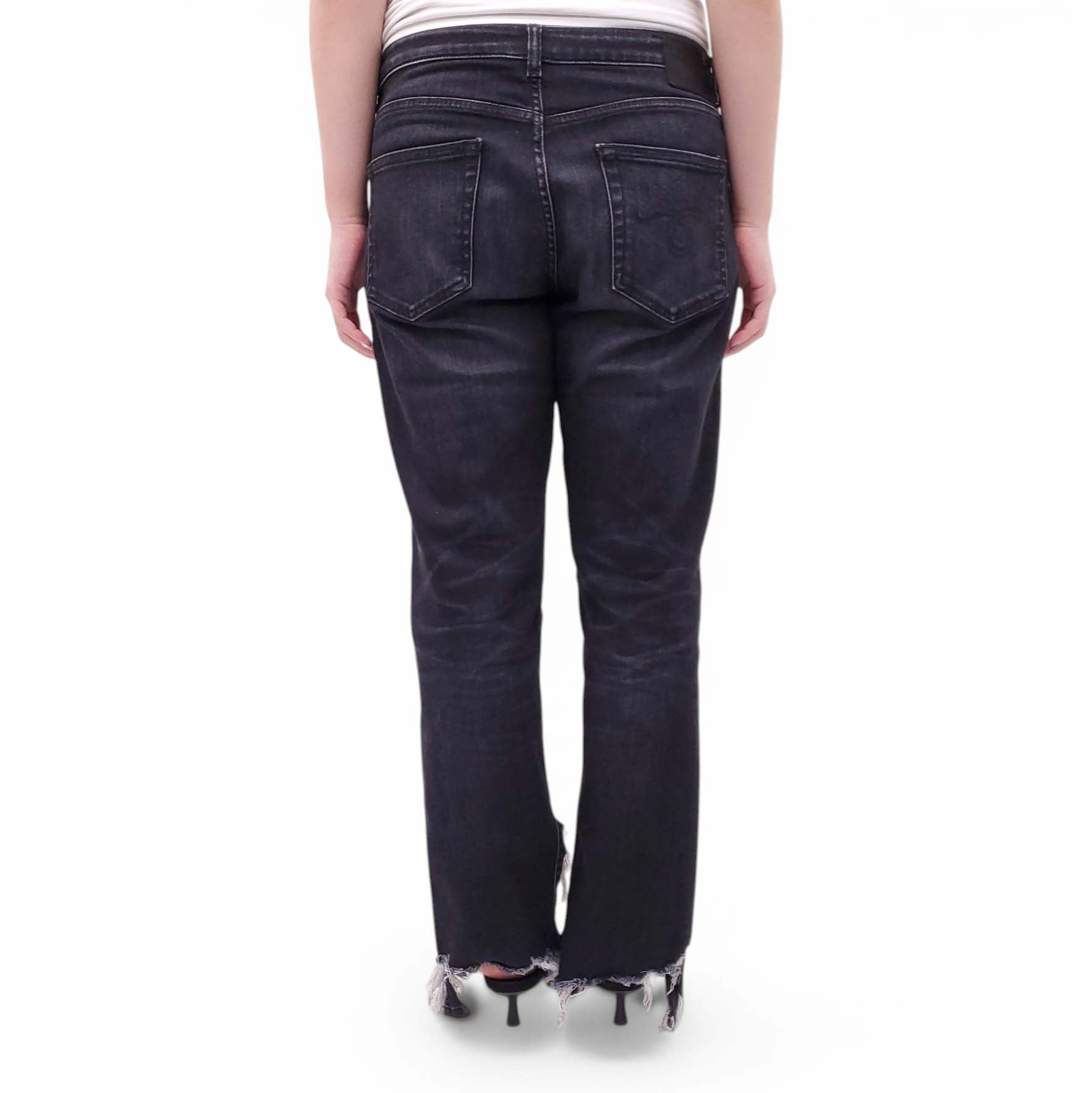 R13 BLACK 'BOY STRAIGHT LONG' JEANS - SIZE 28
