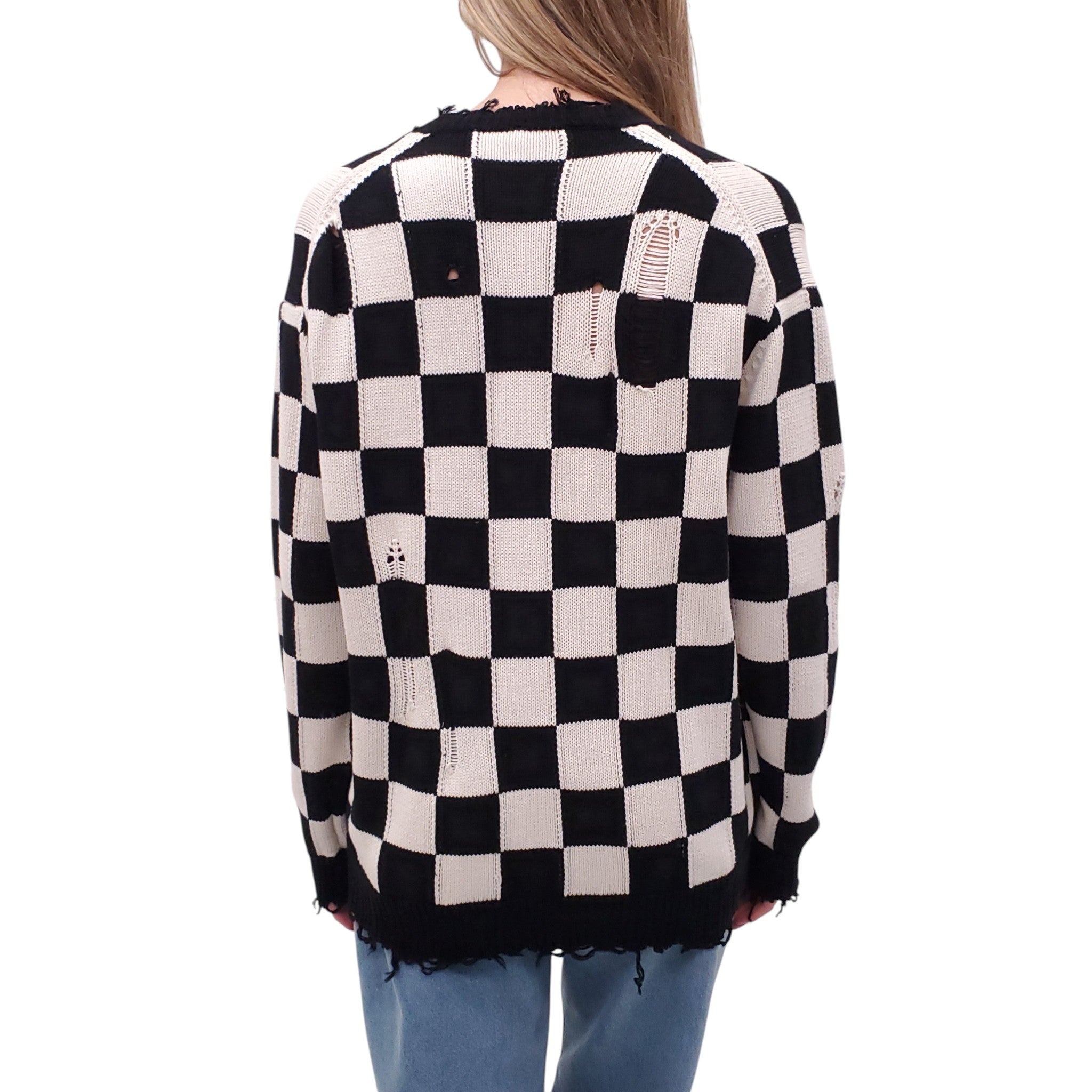 R13 BLACK & WHITE PLAID CARDIGAN - SIZE XXS (OVERSIZED)