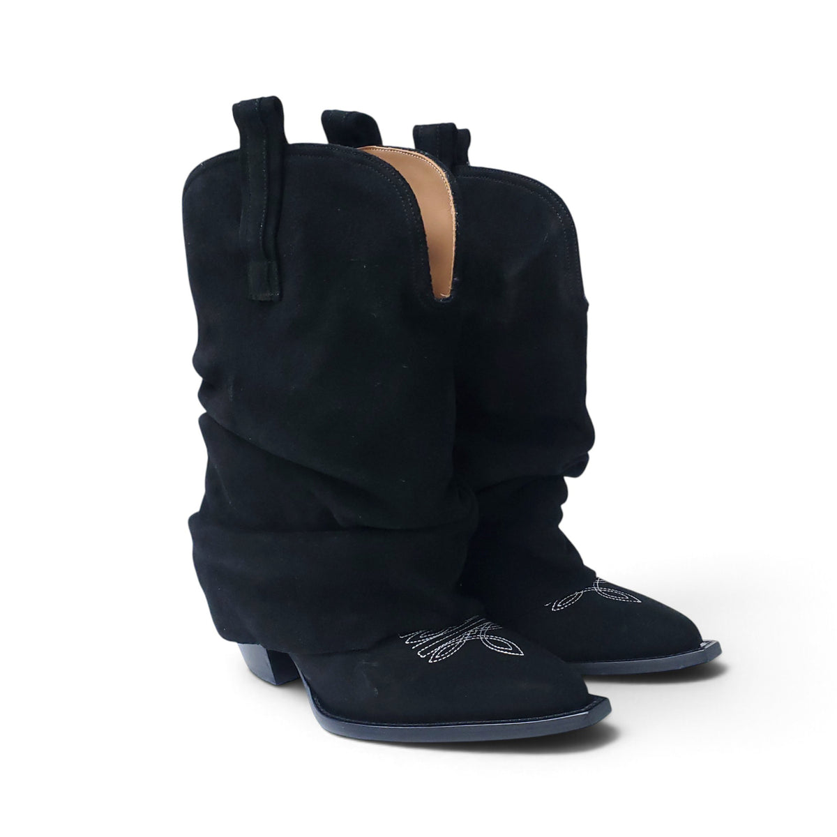 R13 CHUNKY COWBOY BOOTS IN BLACK - SIZE 37
