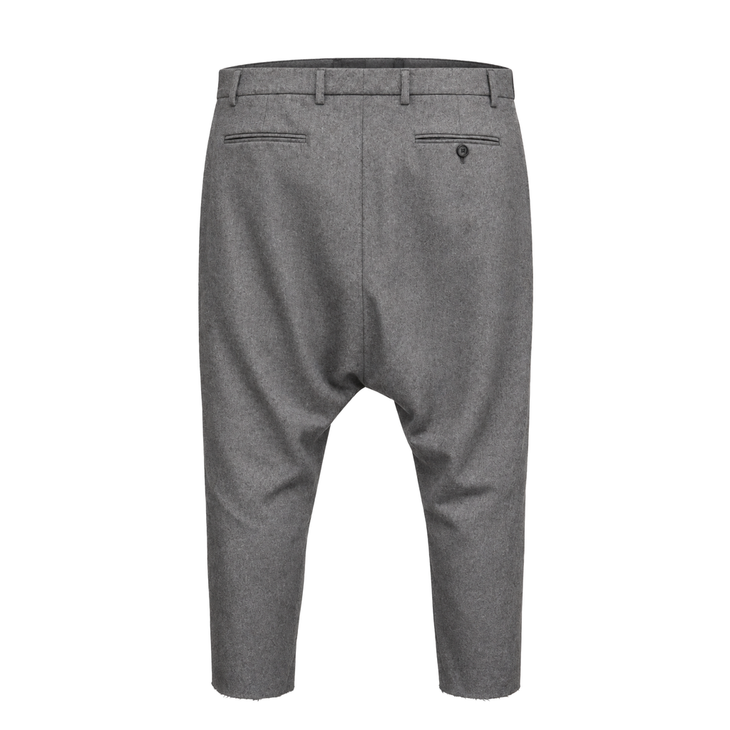 R13 DARK GREY WOOL BLEND DROPPED CROTCH TROUSERS - SIZE 30