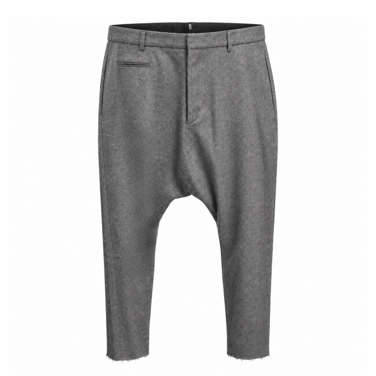 R13 DARK GREY WOOL BLEND DROPPED CROTCH TROUSERS - SIZE 30
