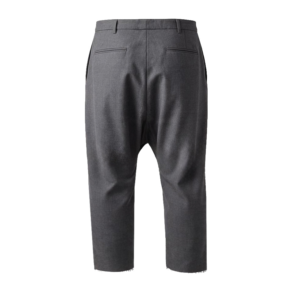 R13 DROPPED DARK GREY CROTCH TROUSERS WITH UNDONE HEM - SIZE 31