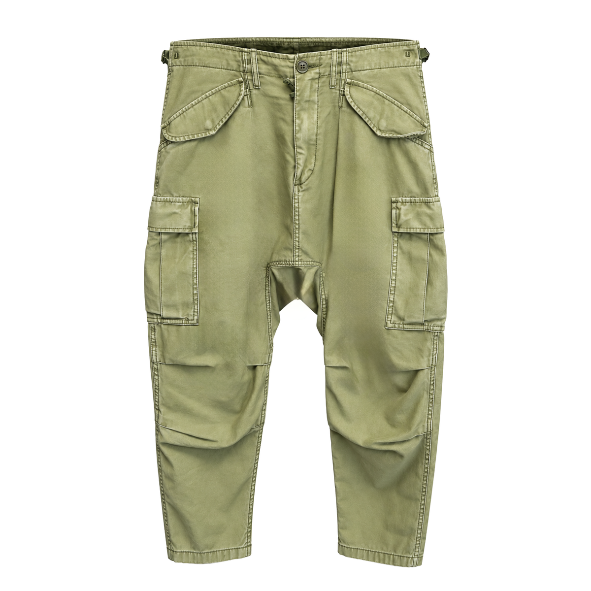 R13 GREEN DROPPED CROTCH CARGO PANTS - SIZE 29