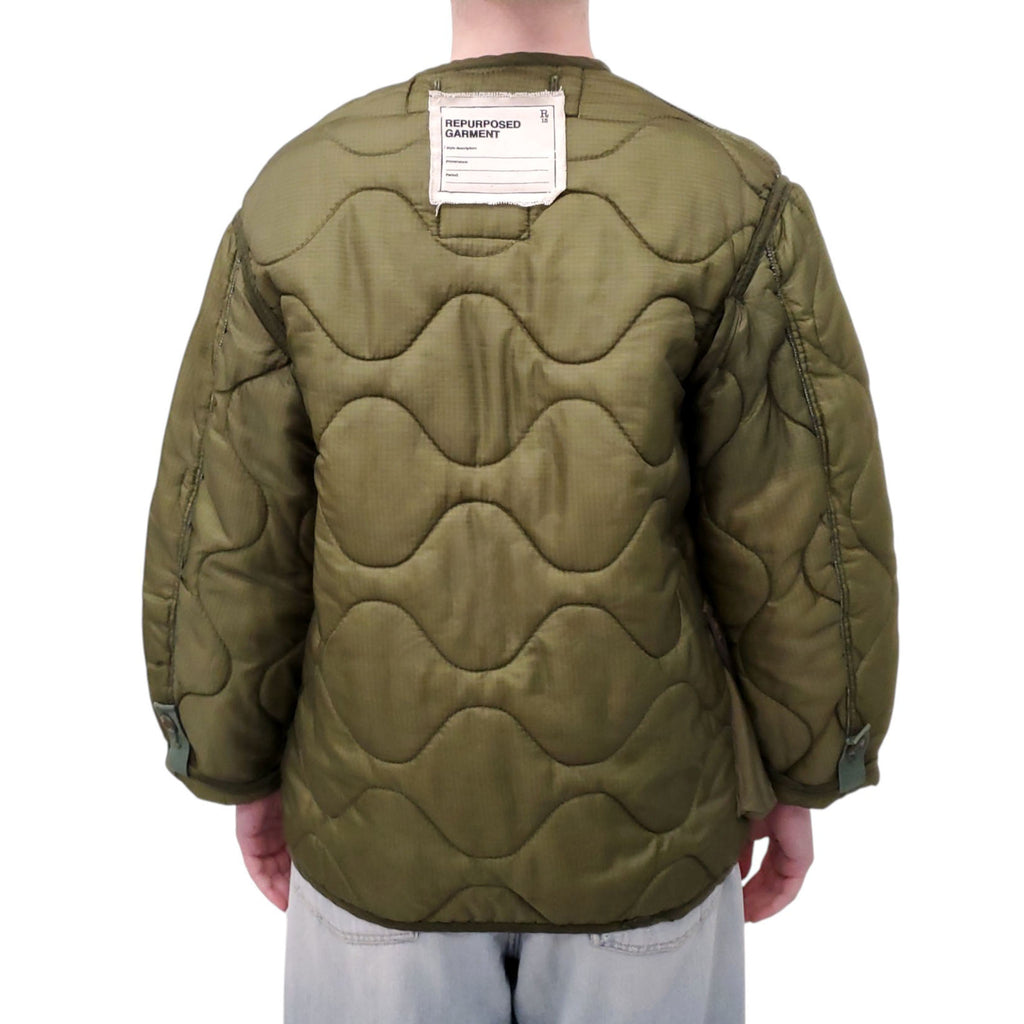 R13 KHAKI QUILTED JACKET WITH VENTED UNDERARMS - SIZE XS
