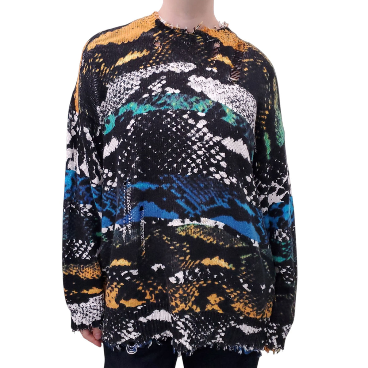 R13 MULTI-COLOUR ANIMAL PRINT SWEATER - SIZE XS
