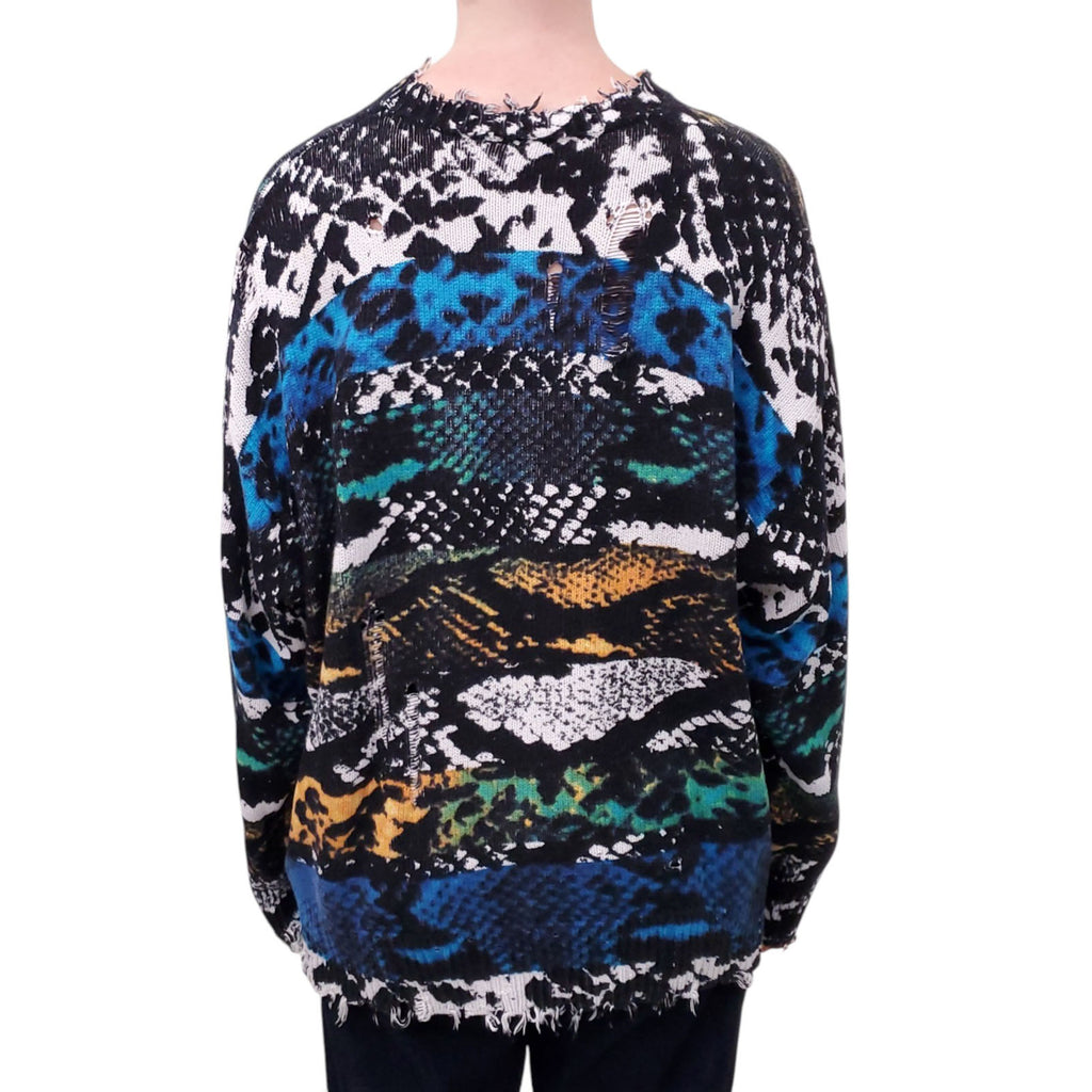 R13 MULTI-COLOUR ANIMAL PRINT SWEATER - SIZE XS