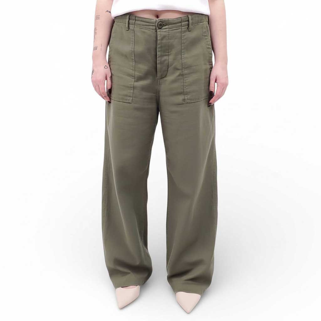 R13 OLIVE WIDE LEG UTILITY PANTS - SIZE 28