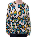 R13 OVERSIZED LEOPARD MULTI-COLOURED COTTON SWEATER - SIZE XS
