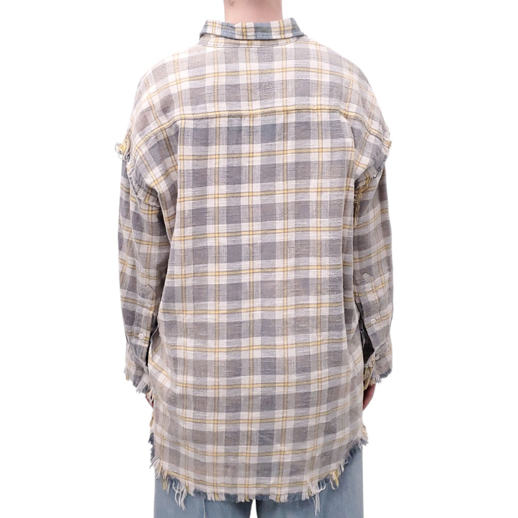 R13 PLAID FRINGE OVERSIZED BLOUSE - SIZE XS