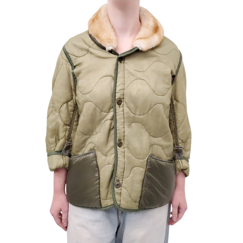 R13 REFURBISHED JACKET WITH SHEARLING AND VENTED UNDERARMS - SIZE S