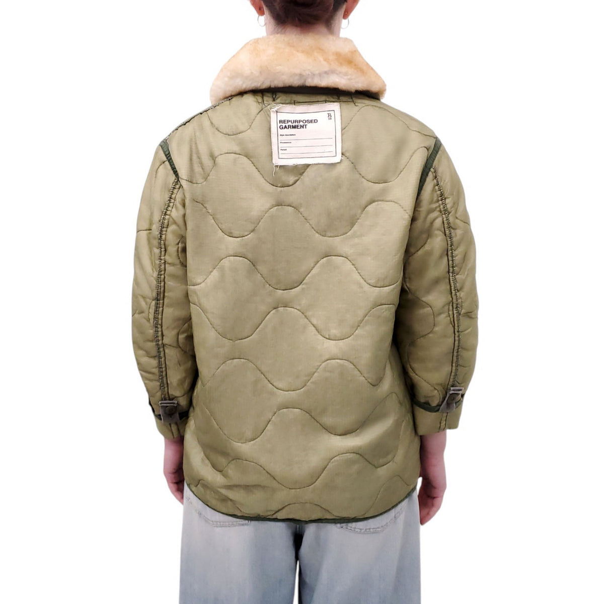 R13 REFURBISHED JACKET WITH SHEARLING AND VENTED UNDERARMS - SIZE S