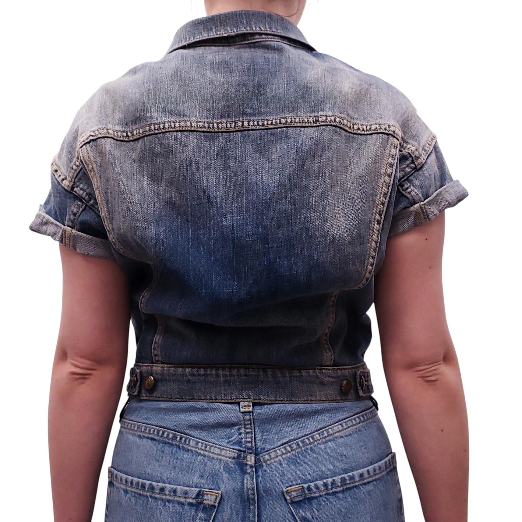 R13 SHORT-SLEEVE DENIM JACKET - SIZE XS