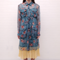 R13 TEAL SHEER FLORAL LAYERED DRESS - SIZE XS