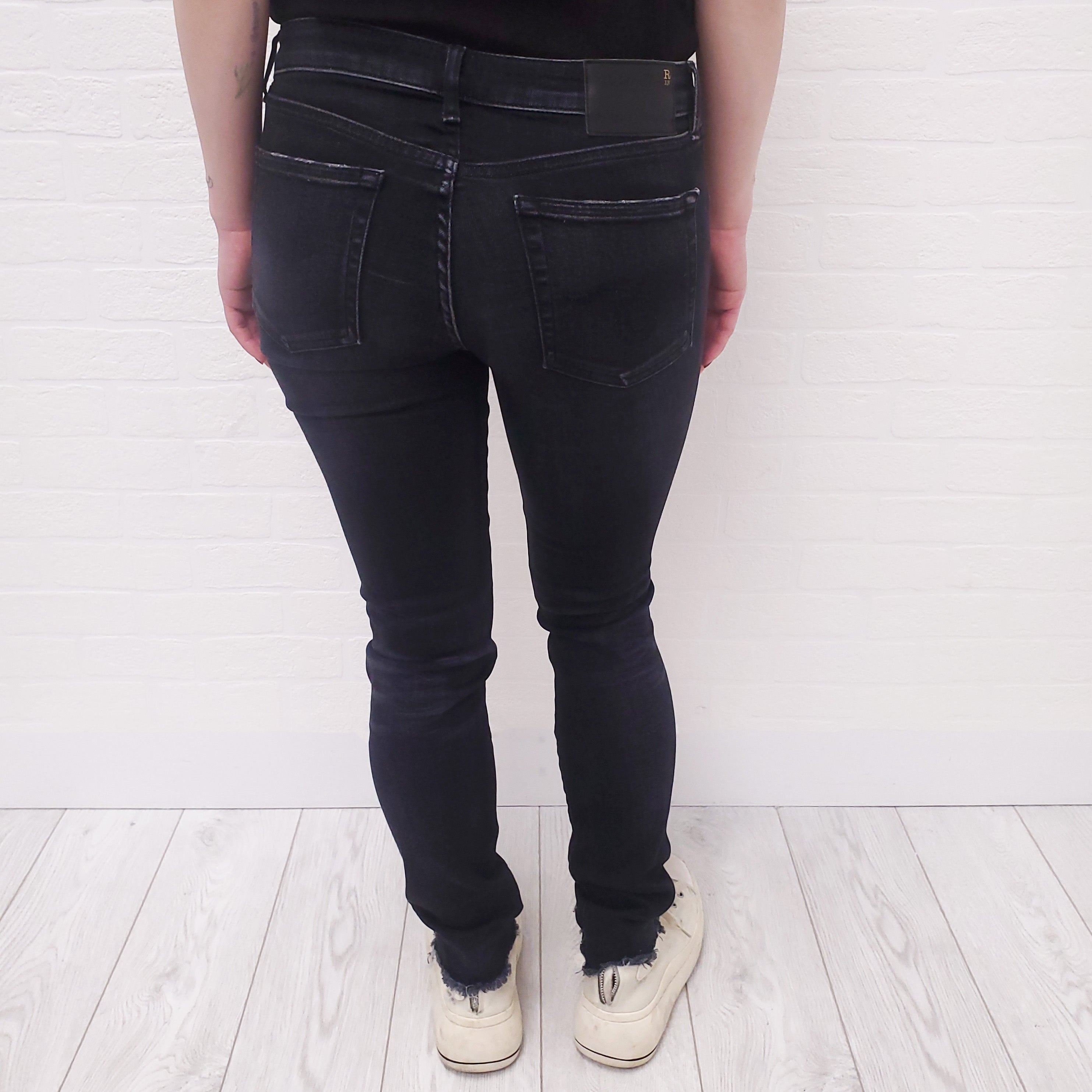 R13 'KATE SKINNY' DARK GREY JEANS - SIZE 27