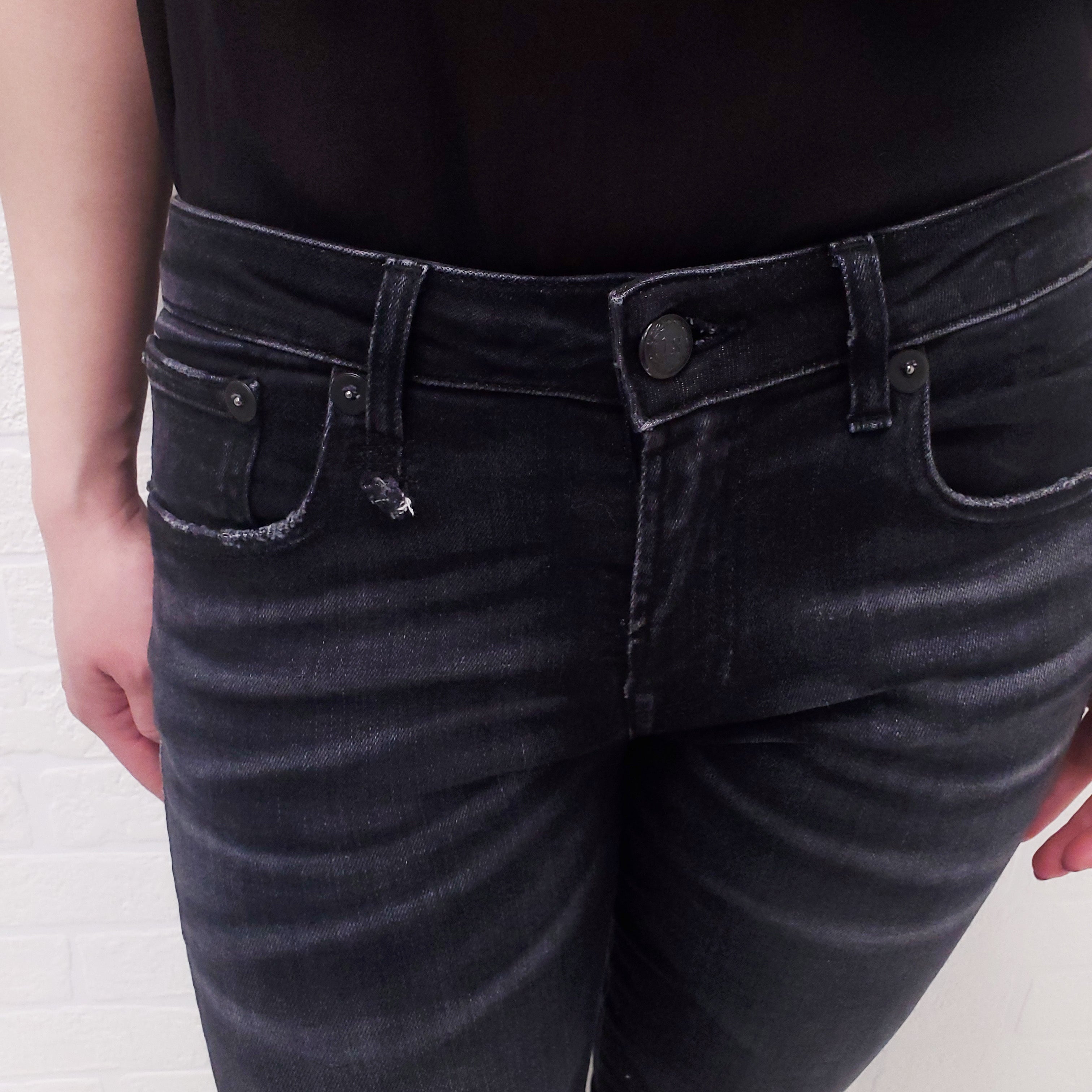 R13 'KATE SKINNY' DARK GREY JEANS - SIZE 27