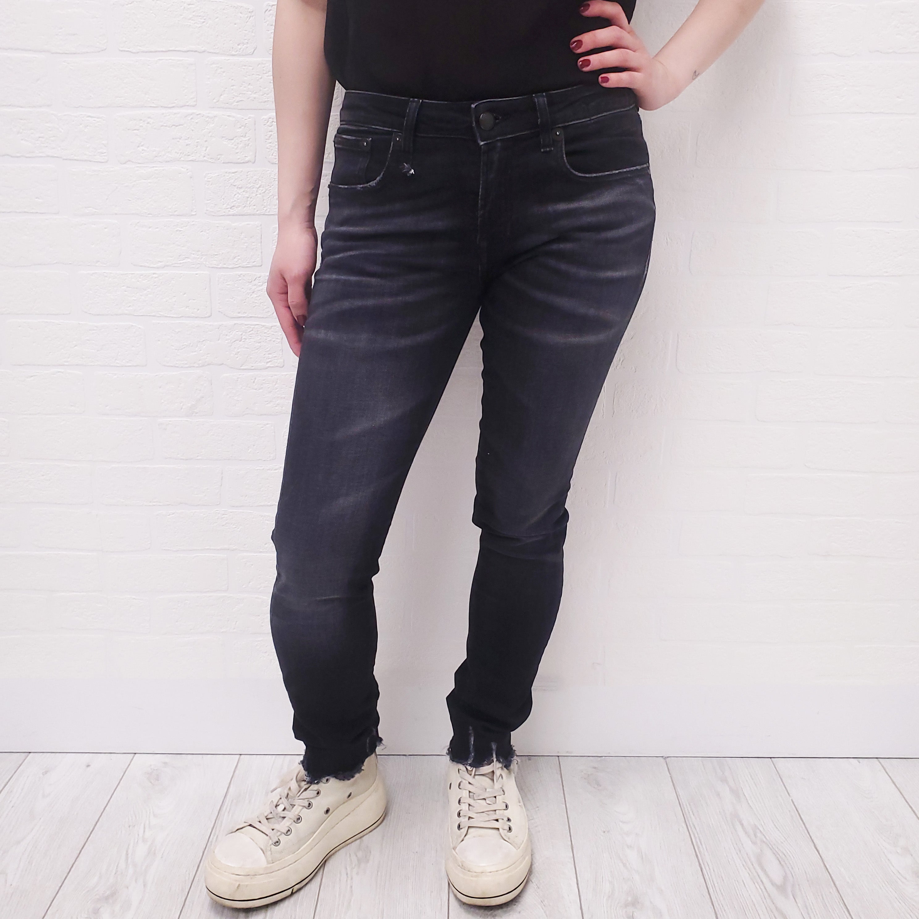 R13 'KATE SKINNY' DARK GREY JEANS - SIZE 27