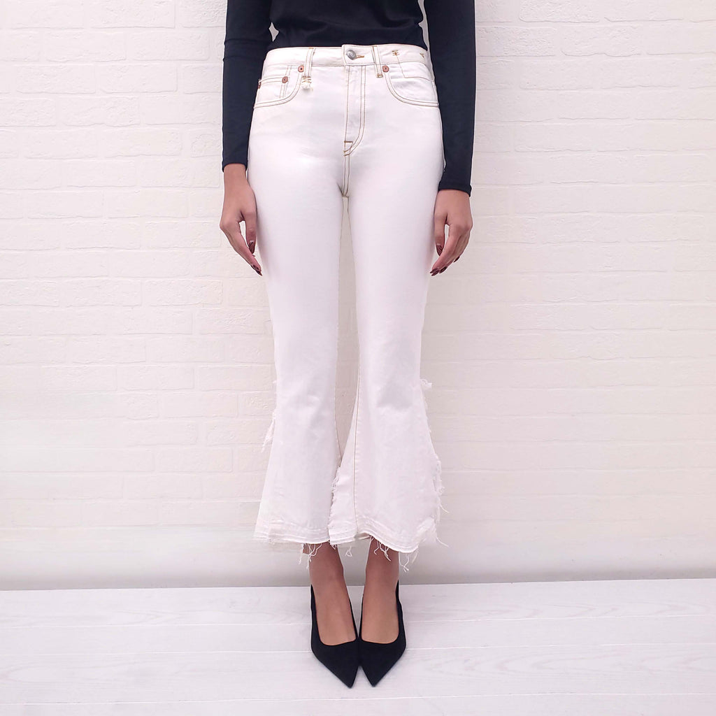 R13 'KICK' WHITE DENIM JEANS - SIZE 26
