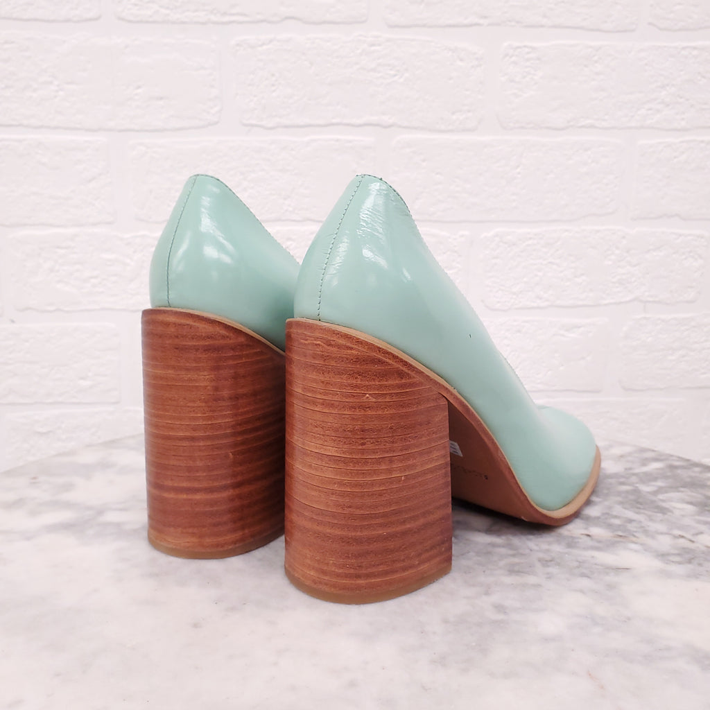 RACHEL COMEY GREEN PATENT HEELS - SIZE 7